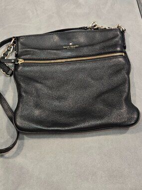 Kate Spade Black Leather Crossbody Bag – Fringe & Quilted Detail